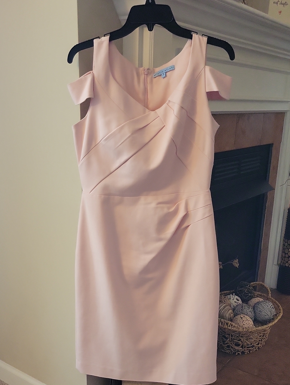 Adrianna Papell Blush Cold-Shoulder Sheath Dress